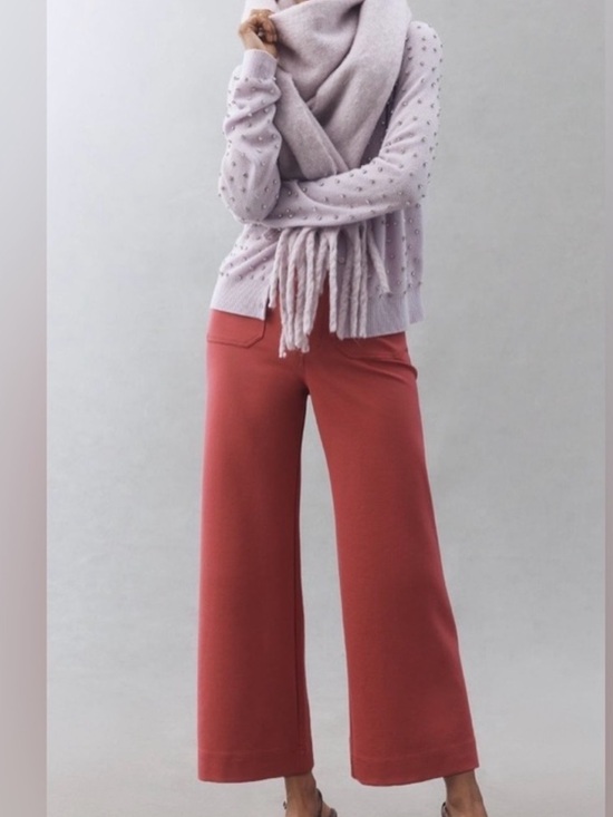 Anthropologie Pants - Anthropologie Maeve Colette Knit Crop Wide Leg Pants in Muted Rose NWT
